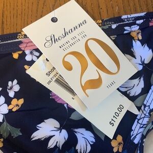 NWT Shoshanna Lucillo Floral Binding Triangle String Bikini‎ Bottom, Blue M
